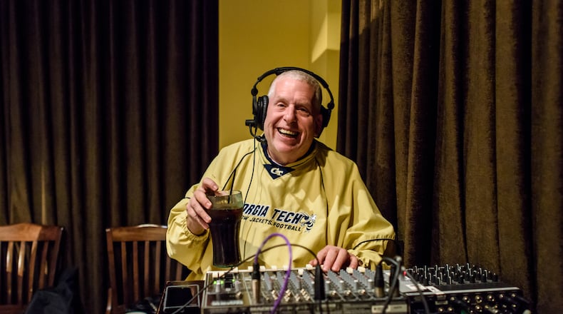 Atlanta radio engineer Miller Pope died Monday, May 27, 2024 at the age of 65. An independent contractor, Pope engineered broadcasts for Georgia, Georgia Tech, the Falcons, Hawks and Atlanta United in a career that spanned more than 40 years. In this photo, Pope was engineering the radio broadcast of a Tech men’s basketball game at McCamish Pavilion on February 20, 2019. (Danny Karnik/Georgia Tech Athletics)