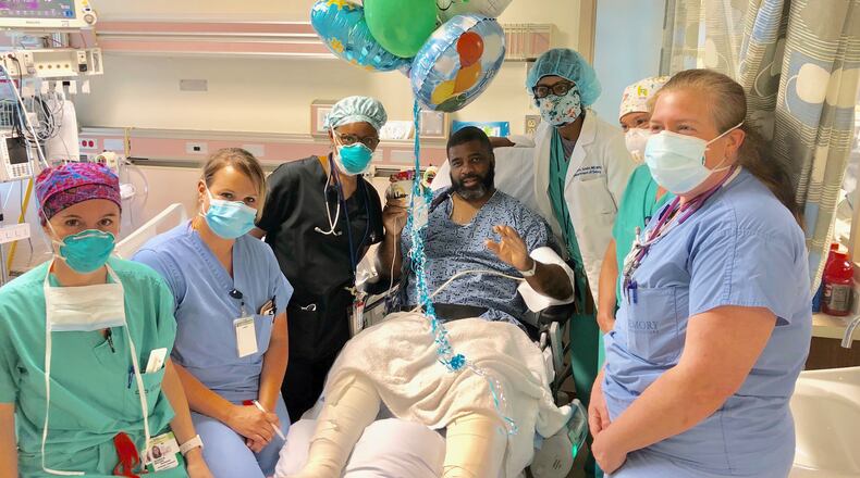 The Atlanta City Council surprised injured Officer Max Brewer with balloons Friday at Grady Memorial Hospital. (Photo: Atlanta police)