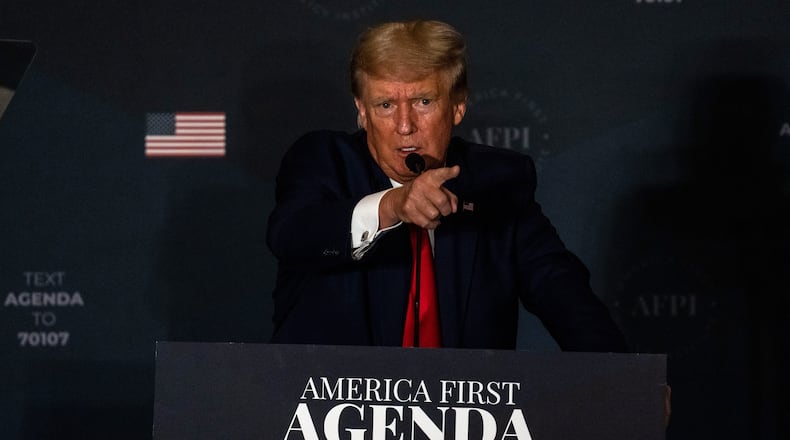 Former President Donald Trump speaks at the American First Policy Institute's America First Agenda summit at the Marriott Marquis on July 26, 2022, in Washington, D.C. (Kent Nishimura/Los Angeles Times/TNS)