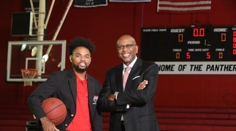 Clark Atlanta University Panthers player Anthony “A.J.” Williams and Head Coach Darrell Walker. CREDIT: Curtis McDowell