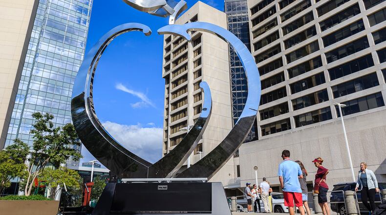 General images as the Chick-fil-A Peach Bowl's unveils a peach sculpture on Friday, September 1, 2017, in Atlanta. The peach commemorates The Bowl's 50th Anniversary (Paul Abell via Abell Images)