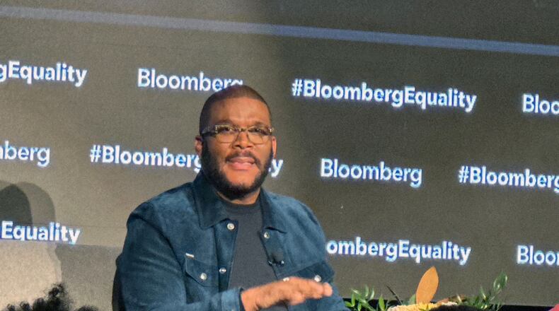 Tyler Perry at a Bloomberg Live event at The Gathering Spot in Atlanta on October 18, 2023. RODNEY HO/rho@ajc.com