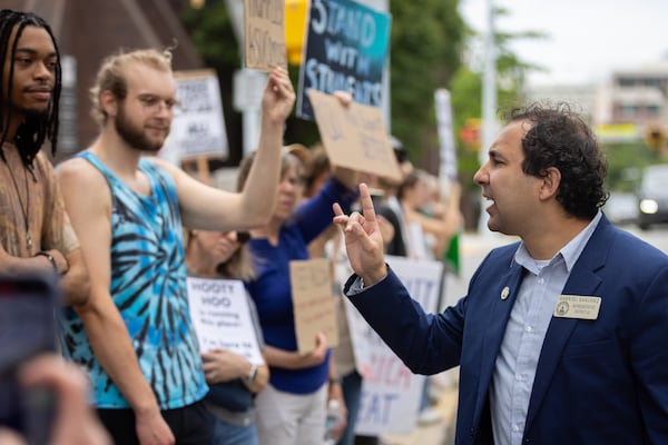 State Rep. Gabriel Sanchez, D-Smyrna, spoke at a rally outside of a University System of Georgia building in Atlanta earlier this year.