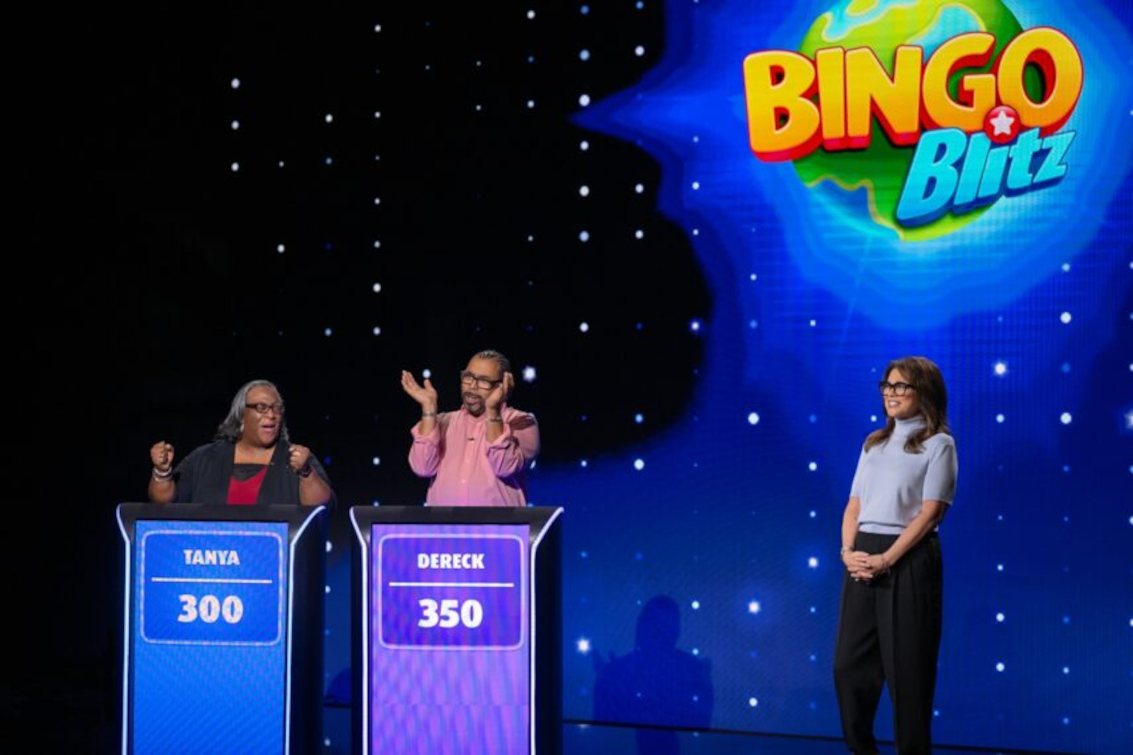 The Game Show Network debuted “Bingo Blitz,” starring Valerie Bertinelli, in April. The game show was shot at Trilith Studios in the fall of 2024. (Game Show Network)