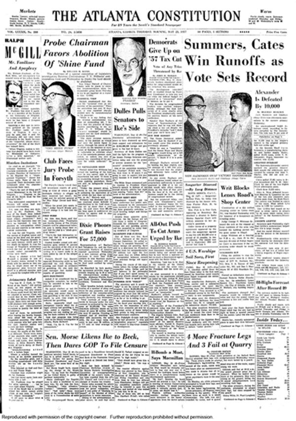 The news of a restraining order halting construction on the $32 million Lenox Square project was somewhat buried amid the national stories of 1957.