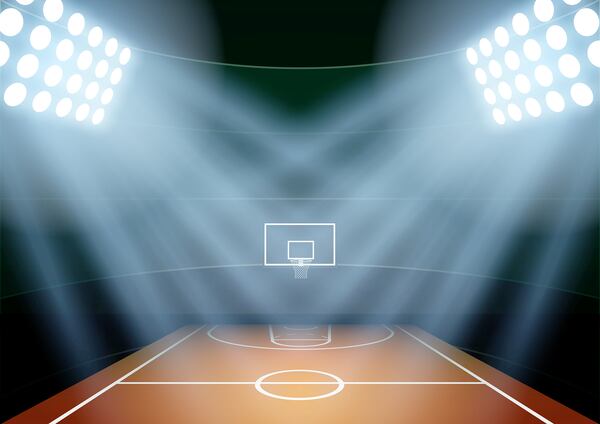 Background for posters night basketball stadium in the spotlight