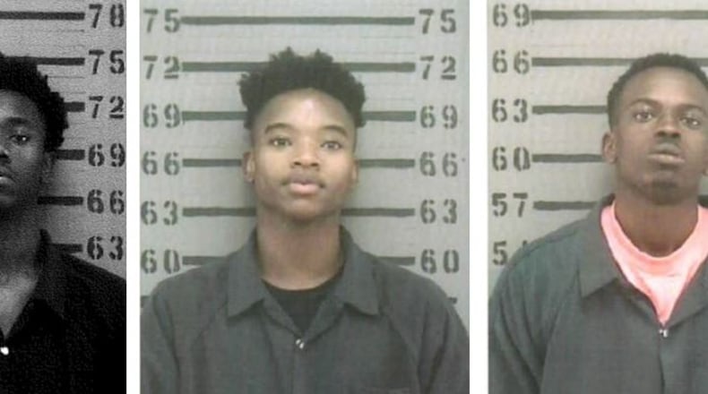 George Dennard, Timothy Dennard and Dorell Edmonds (left to right) were arrested after a shooting at Albany State University.