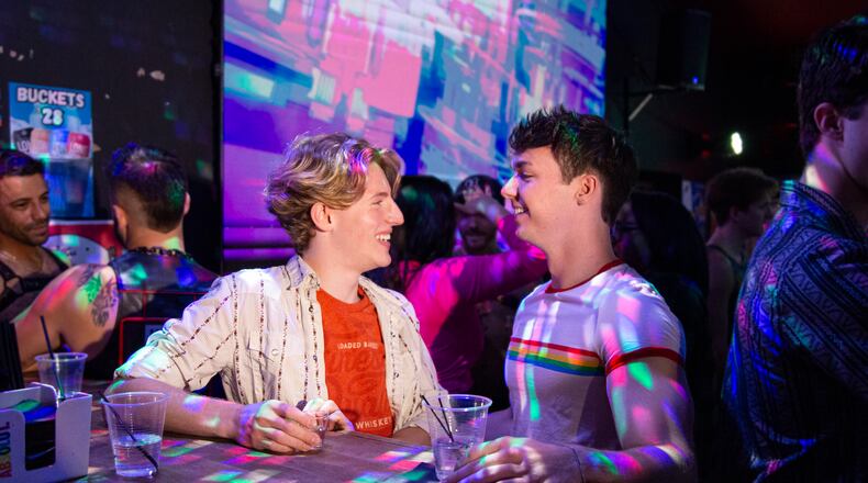 Gabriel (Aavyn Lee, left) and Mark (Will-Franklin Eller) star in "Trick!," a world premiere musical based on the 1999 gay cinema classic, at Out Front Theatre Company. (Courtesy of Sydney Lee)