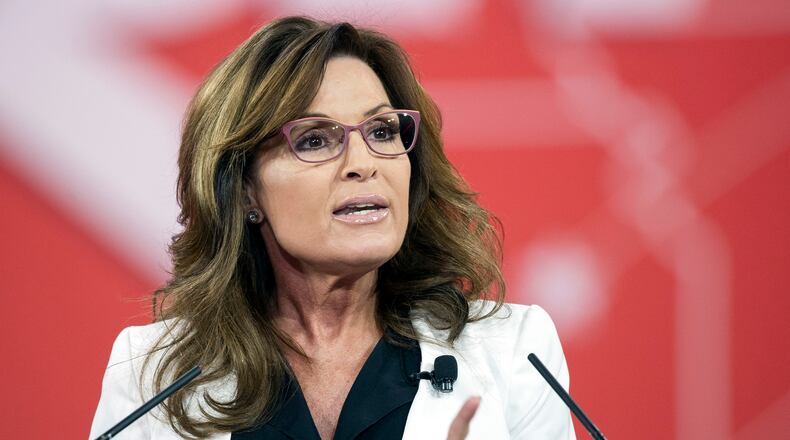 In this Feb. 26, 2015, file photo, former Alaska Gov. Sarah Palin speaks during the Conservative Political Action Conference (CPAC) in National Harbor, Md.