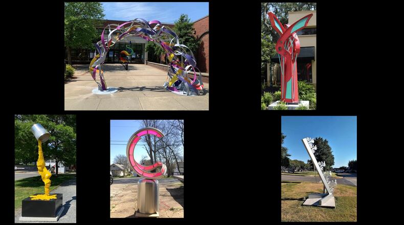 Alpharetta’s Recreation, Parks, Cultural Services department partners each year with Arts Alpharetta to develop outdoor art exhibits throughout the city. Their third installation, Medley, is a collection of five temporary outdoor sculptures. (Courtesy City of Alpharetta)