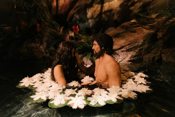 An exhibit of Adam and Eve is seen at the Creation Museum in Petersburg, Ky., Friday, March 21, 2025. (AP Photo/Madeleine Hordinski)
