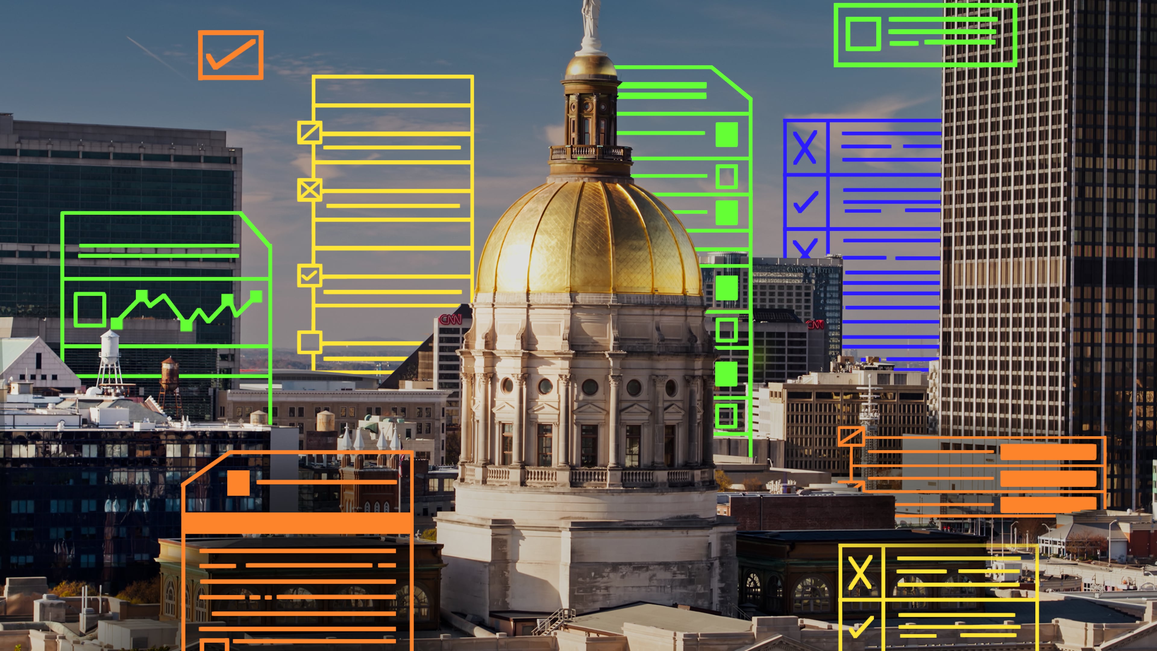 Hundreds of new Georgia laws go into effect Tuesday (Illustration by Philip Robibero/AJC)