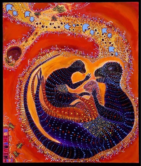 "Mother Earth, Mother Dinosaur" by Ruth Schowalter. (Courtesy of Ruth Schowalter and Tony Martin)
