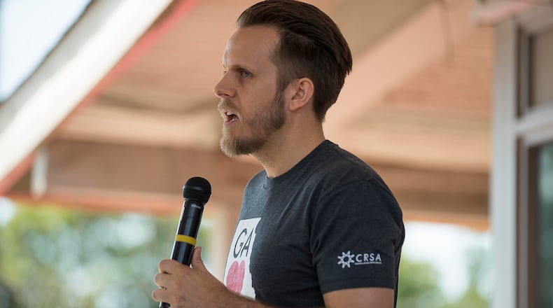 Clarkston Mayor Edward “Ted” Terry speaks during a World Refugee Day celebration in Clarkston in June 2019. (Alyssa Pointer/alyssa.pointer@ajc.com)