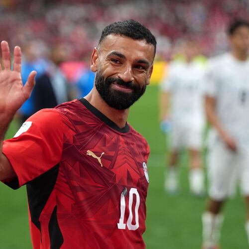 Egypt's Mohamed Salah (10) smiles and waves to fans as he leaves the field following the team's victory in the World Cup Group G soccer match between New Zealand and Egypt in Vancouver, British Columbia, Sunday, June 21, 2026. (Darryl Dyck/The Canadian Press via AP)