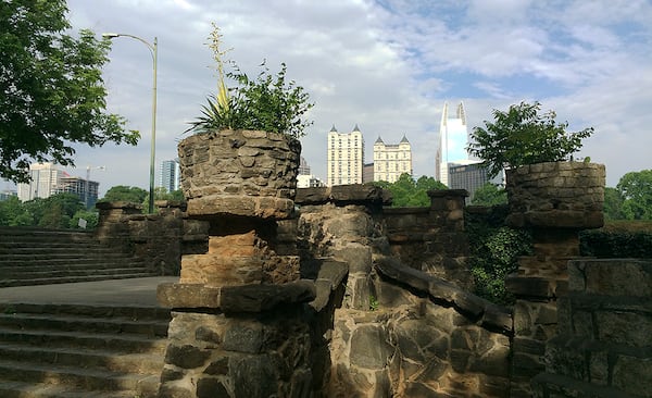Piedmont Park still features stone steps and ornamental stone urns that were originally built for the Cotton States and International Exposition. (Pete Corson / pcorson@ajc.com)