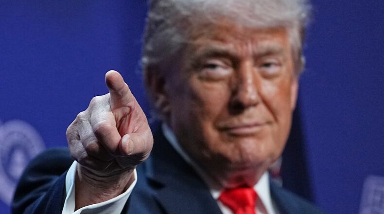 President Donald Trump speaks at the Raymond F. Kravis Center for the Performing Arts in West Palm Beach Fla., Friday, May 1, 2026. (AP Photo/Matt Rourke)
