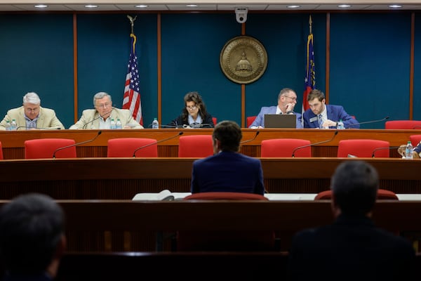 State Sen. Brian Strickland, R-McDonough, speaks on Senate Bill 482 during a House Public Safety and Homeland Security Committee meeting on Tuesday. (Arvin Temkar/AJC)