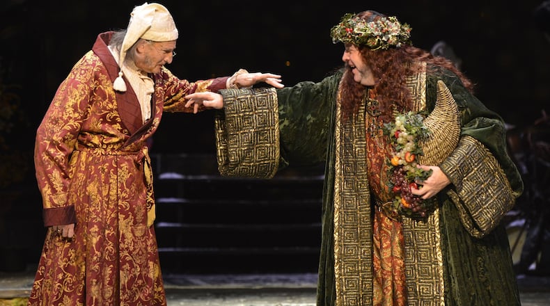 David de Vries (left) and Bart Hansard appear in “A Christmas Carol” at the Alliance. (Greg Mooney)