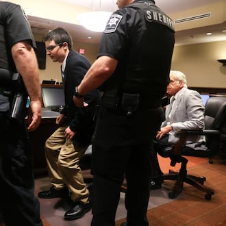 Colt Gray stands to be handcuffed following his sentencing at the Barrow County Superior Court. (Arvin Temkar/AJC)