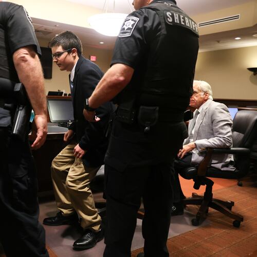 Colt Gray stands to be handcuffed following his sentencing at the Barrow County Superior Court. (Arvin Temkar/AJC)