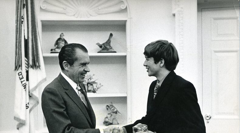 President Richard Nixon meets with then-Ohio State freshman John Kasich in the Oval Office on Dec. 22, 1970.