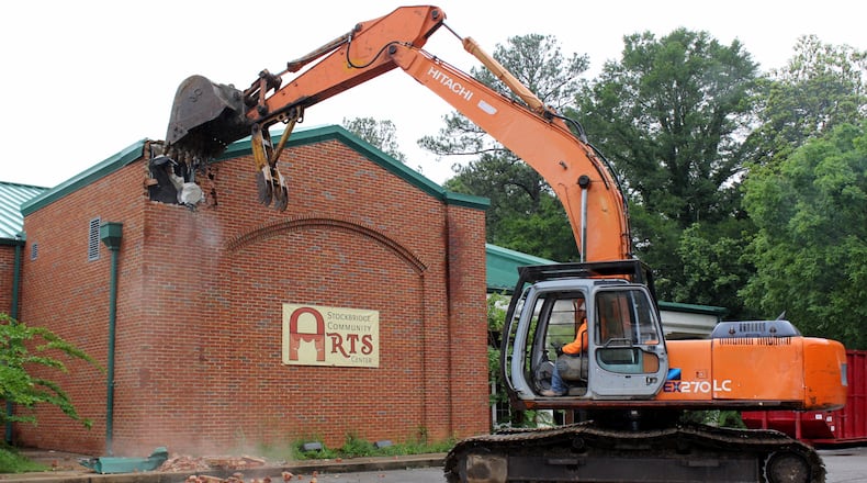 The city of Stockbridge began demolition of the Community Arts Center on Monday. It is expected to be completed torn down by mid-June. CONTRIBUTED