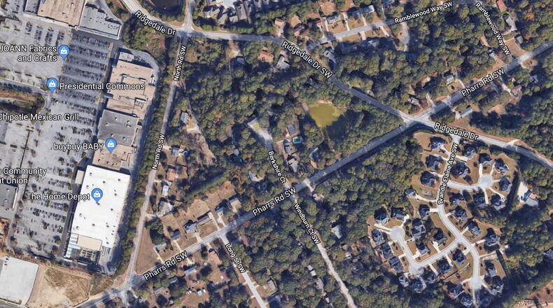 Gwinnett Commissioners recently approved a contract for a roundabout at Ridgedale Drive and Pharrs Road and a turn lane at the intersection of North Road and Ridgedale Drive in Snellville. (Google Maps)