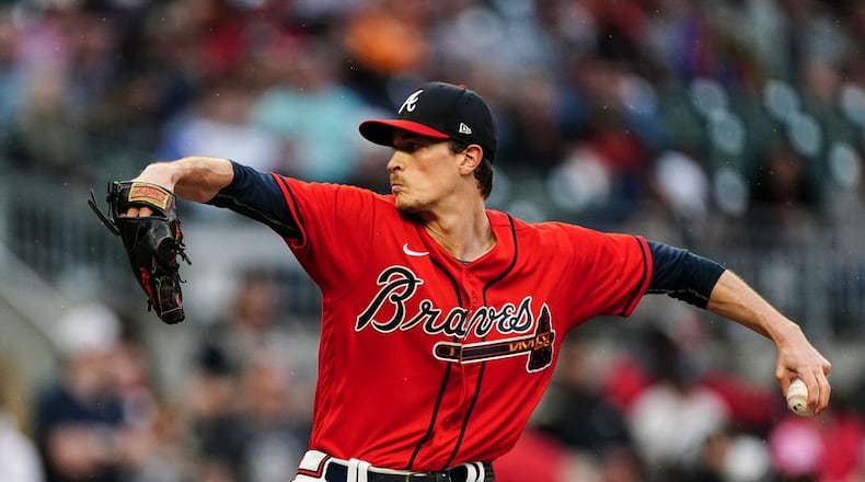 Braves starting pitcher Max Fried works against the Baltimore Orioles on Friday, May 5, 2023, in Atlanta. (AP Photo/John Bazemore)