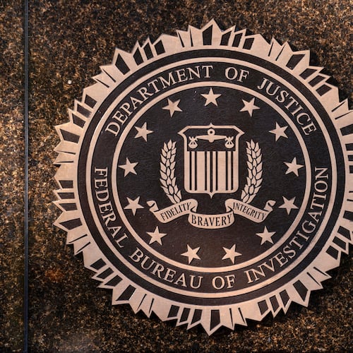 FILE - The seal of the Federal Bureau of Investigation is displayed at its headquarters in Washington, Nov. 18, 2024. (AP Photo/Jose Luis Magana, File)
