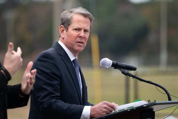 Gov. Brian Kemp told business leaders attending the Georgia Chamber's annual congressional luncheon that they have a part in fighting rising crime rates. He characterized crime as a threat to economic development. “If crime is rampant on the streets of your local community,” he said, “businesses will look elsewhere, workforces will leave, visitors won’t show up and investment will stop.” (Sean Rayford/Getty Images/TNS)