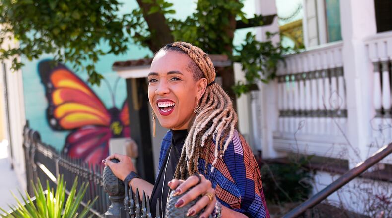 Angelique Roche, author of an upcoming Book "First Freedom: The Story of Opal Lee and Juneteenth," poses for a portrait at the Ashe Cultural Arts Center, Thursday, Jan. 29, 2026, in New Orleans. (AP Photo/Gerald Herbert)