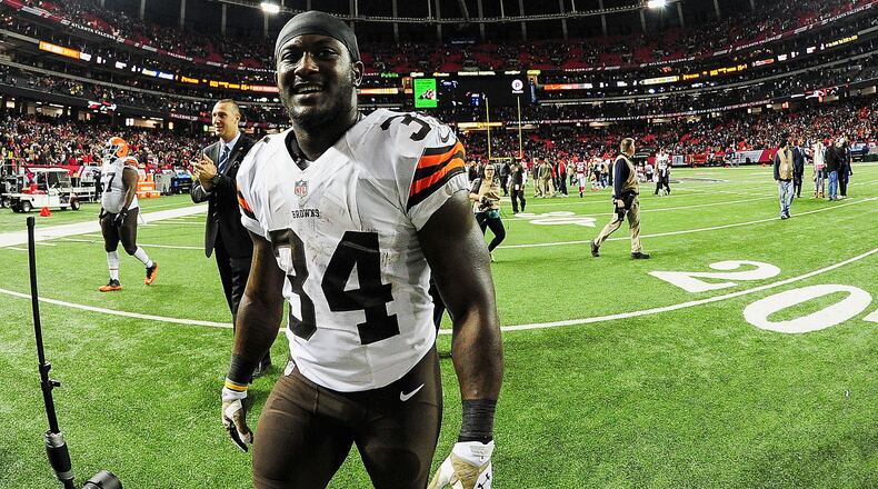 Isaiah Crowell of the Cleveland Browns walks off the field during a game in 2014. (Photo by Scott Cunningham/Getty Images)