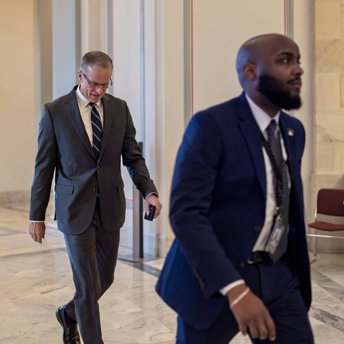 Senate Majority Leader John Thune, R-S.D., arrives for the Senate Prayer Breakfast, at the Capitol in Washington, early Feb. 5, 2026. (AP Photo/J. Scott Applewhite)
