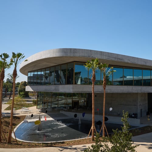 People attend the inaugural ceremony for the David Geffen Galleries at the Los Angeles County Museum of Art on Wednesday, April 15, 2026. (AP Photo/Damian Dovarganes)