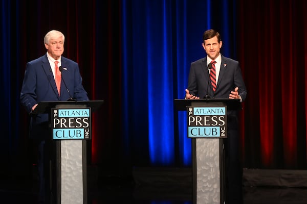 State Sen. Bill Cowsert (left) and state Sen. Brian Strickland are Republican candidates for attorney general. They participated in an Atlanta Press Club debate on Tuesday. (Courtesy of Atlanta Press Club)