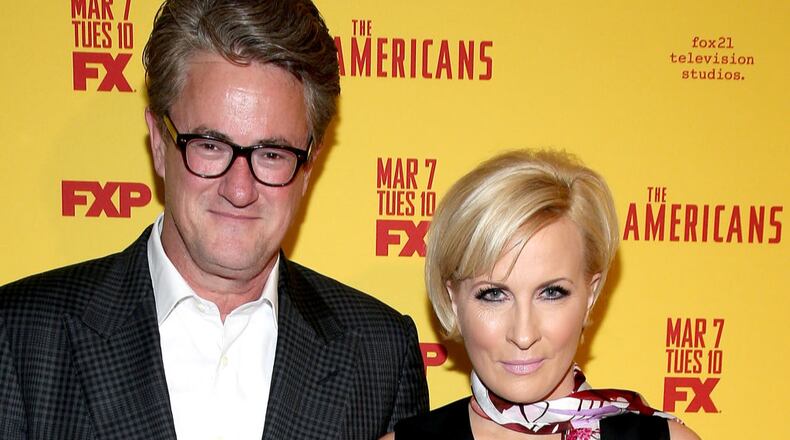 Television hosts Joe Scarborough (L) and Mika Brzezinski attend "The Americans" Season 5 Premiere at DGA Theater on February 25, 2017 in New York City. (Photo by Paul Zimmerman/WireImage)