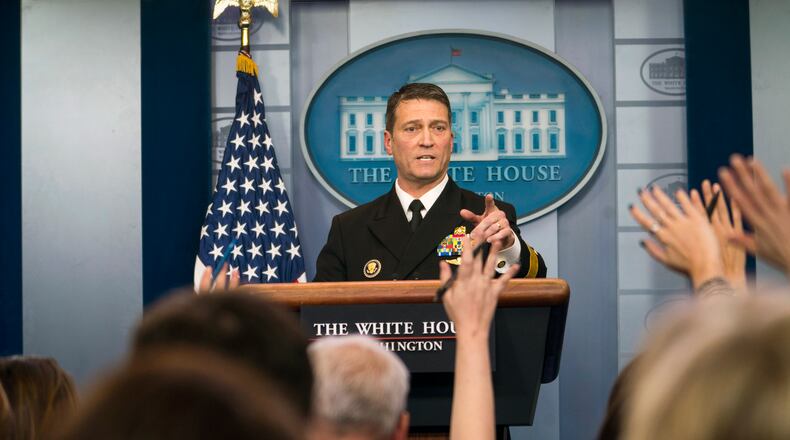 Dr. Ronny Jackson, the White House physician , discusses President Donald Trump's health in Jan. 2018. Trump said he plans to nominate Jackson to lead the VA earlier this week. (Doug Mills/The New York Times)
