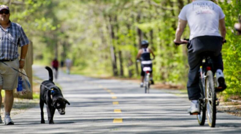 The Silver Comet Trail runs through Powder Springs with many amenities in the city’s Linear Park on Richard Sailors Parkway and trails to and bike racks at eating establishments in the city. A covered basketball court, a covered pavilion with many types of exercise equipment, three playgrounds and restroom facilities are among those amenities. AJC file photo