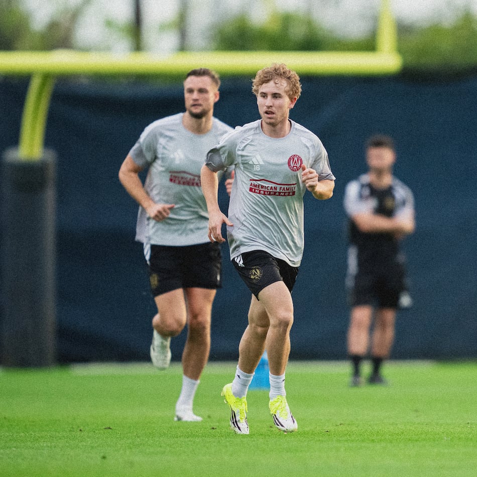 Atlanta United midfielder Adrian Gill attends a training session at Florida International University on Thursday, Jan. 22, 2026, in Miami. Gill advanced through Barcelona’s academy mostly playing as a midfielder, but likely will be used as a fullback by the Five Stripes. (Mitch Martin/Atlanta United)