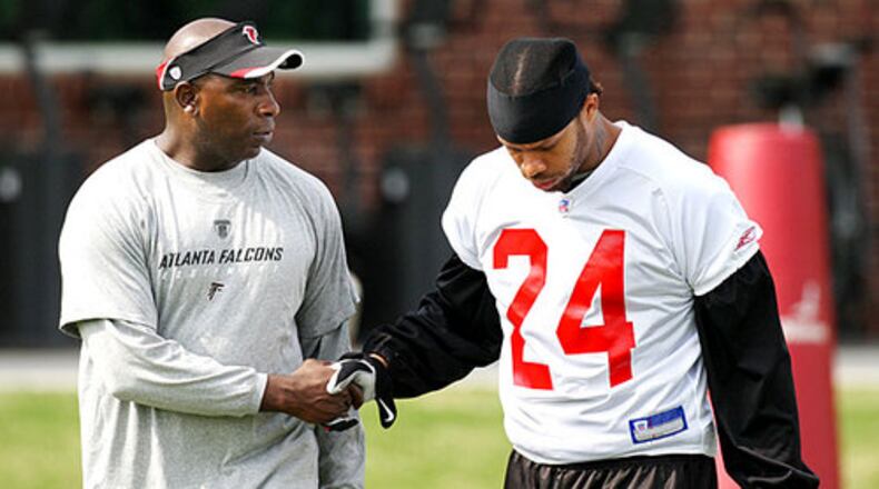 Defensive back Jimmy Williams showed up and was greeted by Kevin Winston, senior director player development. Williams skipped the last mini-camp.
