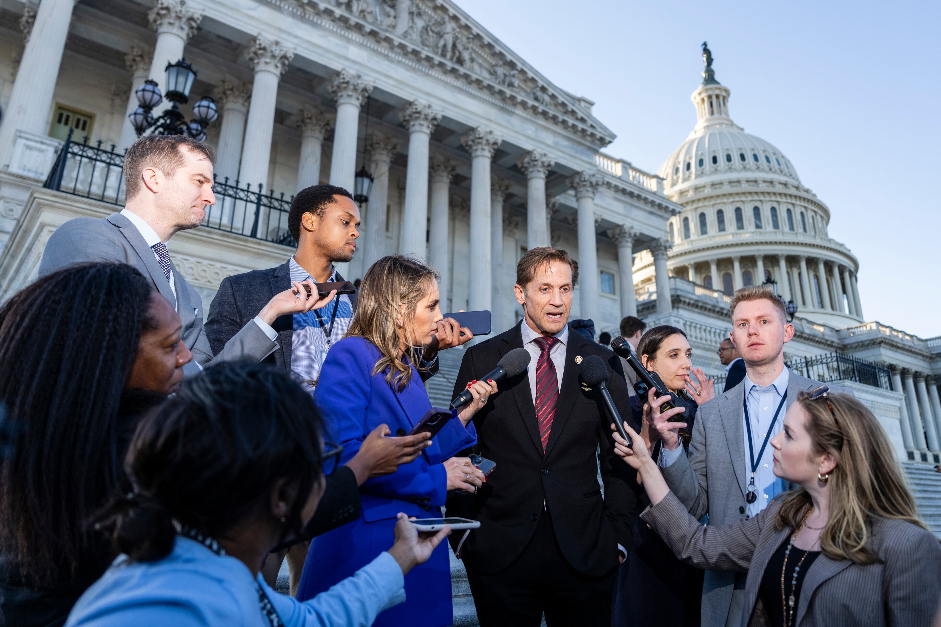 U.S. Rep. Rich McCormick (R-Ga.) speaks to reporters outside the U.S. Capitol in Washington on Tuesday, March 11, 2025. (Eric Lee/The New York Times)