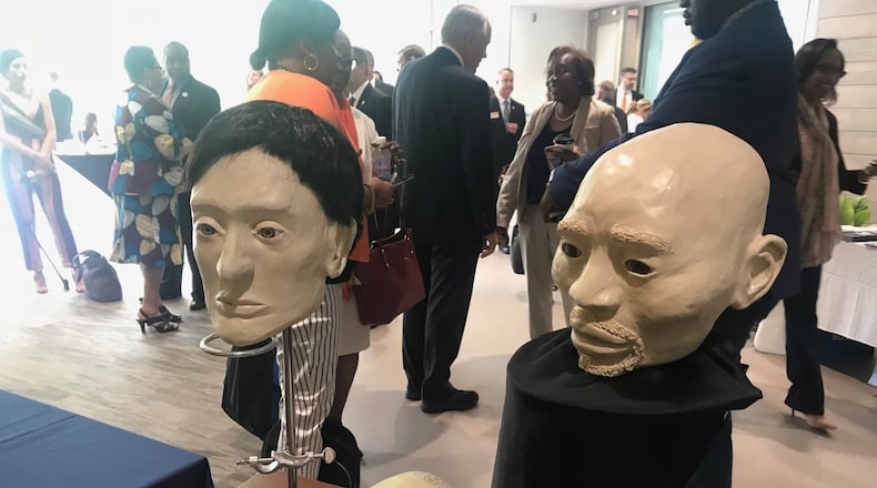 These faces were reconstructed by Savannah State University students taking courses in the school’s forensic science program. ERIC STIRGUS / ESTIRGUS@AJC.COM.