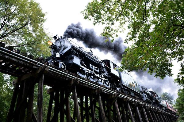 Photographed on the Tennessee Valley Railroad Museum's first train trip back to Summerville, Ga., since the pandemic, one of the museum's steam-powered trains chugs down the track Sept. 16.