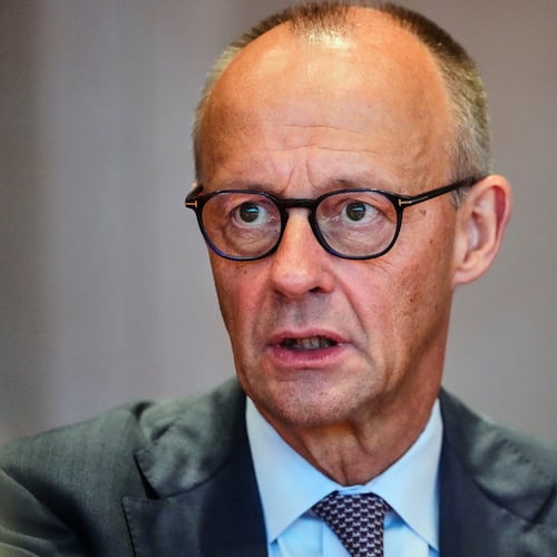 German Chancellor Friedrich Merz arrives for the Cabinet meeting at the Chancellery in Berlin, Germany, Wednesday, Sept. 16, 2026. (AP Photo/Markus Schreiber)