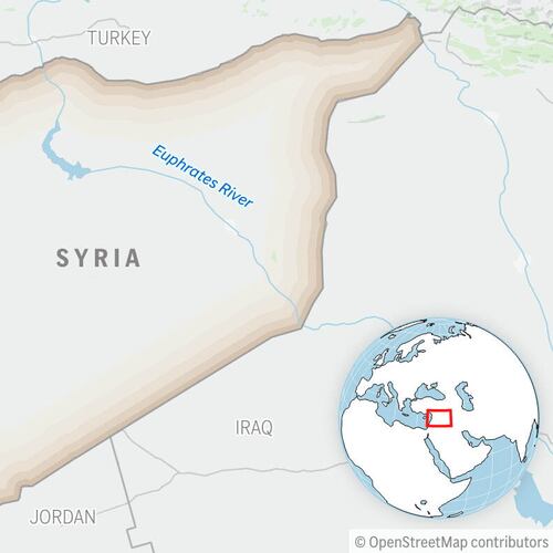 This is a locator map for Syria with its capital, Damascus. (AP Photo)