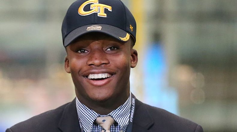 Georgia Tech freshman cornerback Ajani Kerr on national signing day. (AJC photo by Curtis Compton)