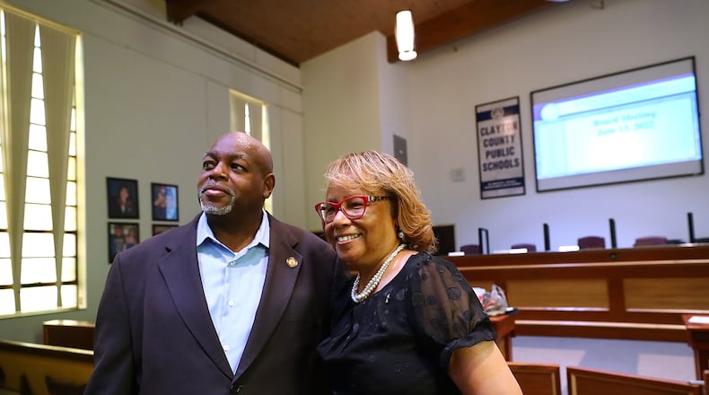 State Rep. Mike Glanton, shown with Clayton County school board Chair Jessie Goree, has resigned from the Georgia House after serving 14 years in the chamber. He was reelected in November with 89% of the vote. Curtis Compton / Curtis.Compton@ajc.com”