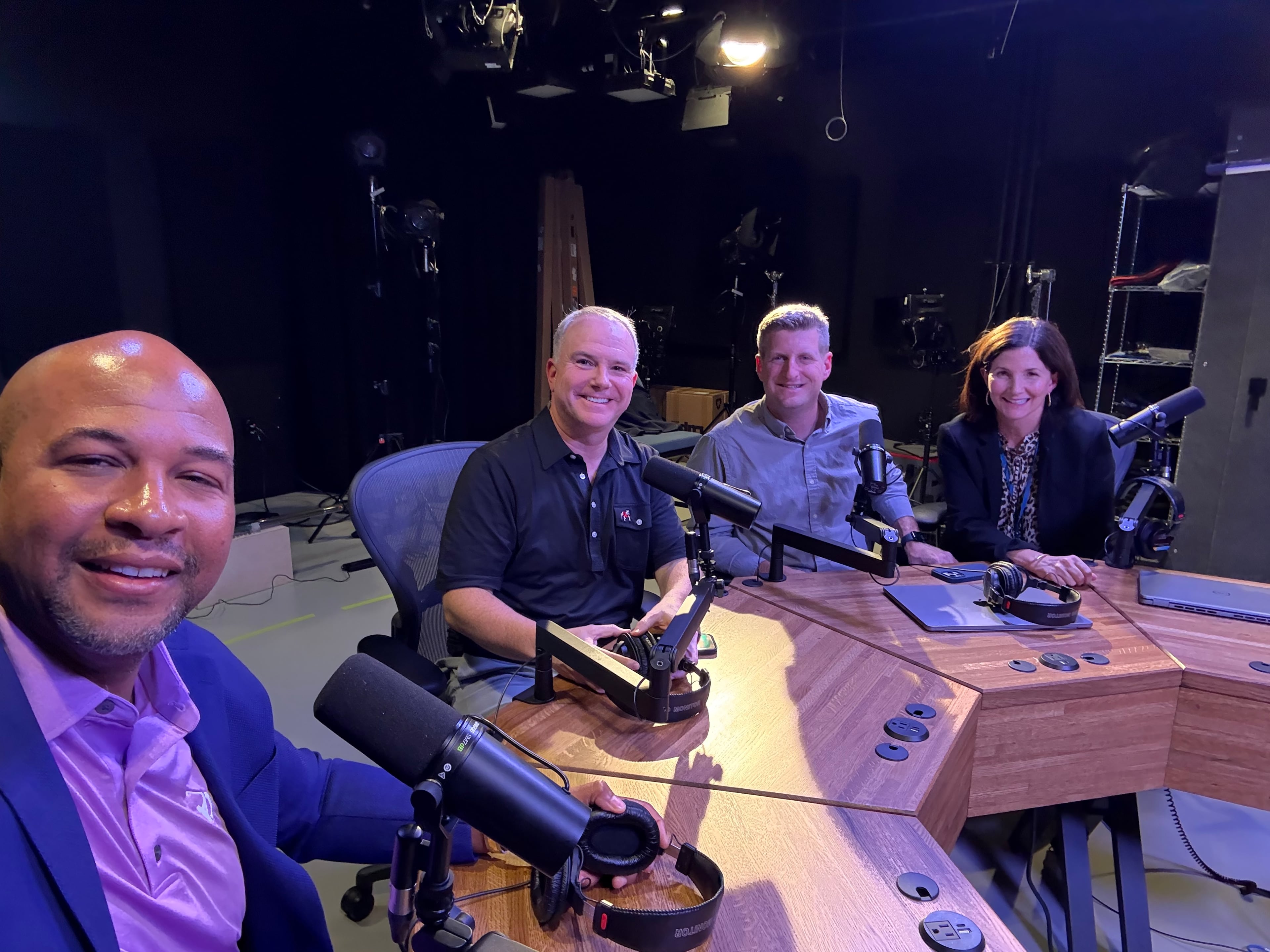 Tharon Johnson, Brian Robinson, Greg Bluestein and Patricia Murphy in the Politically Georgia studio at the AJC's Midtown headquarters.