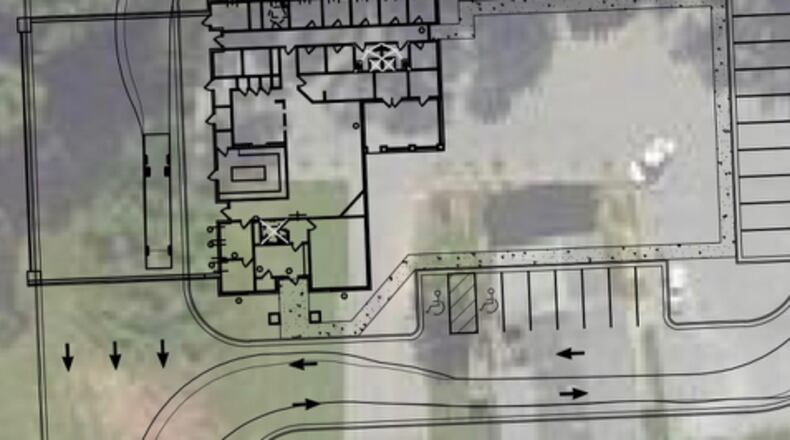 This overlay shows where a new fire station will be built on the site of the old Department of Driver Services building in Fayetteville. Courtesy Fayette County